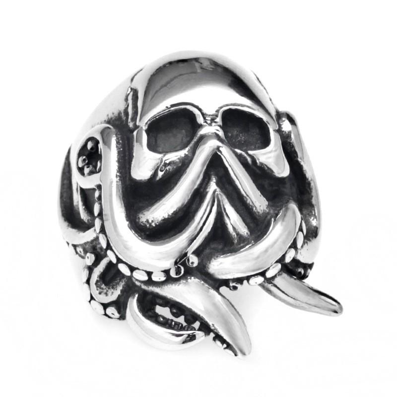 Adjustable Octopus Skull Ring Men Women Vintage Punk Rock Statement Jewelry Copper Electroplated Open Size