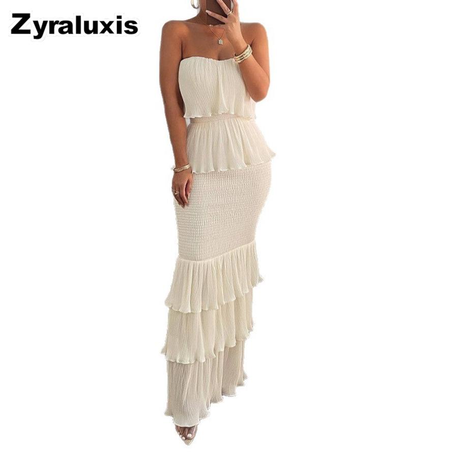 New Fashion Chic Women's Off-Shoulder Ruffled Pleated A-Line Dress