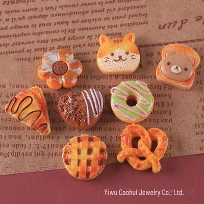 Simulation Food Play: Bread, Cake, Kitten, Bear, Toast & Donut Resin Jewelry Accessories