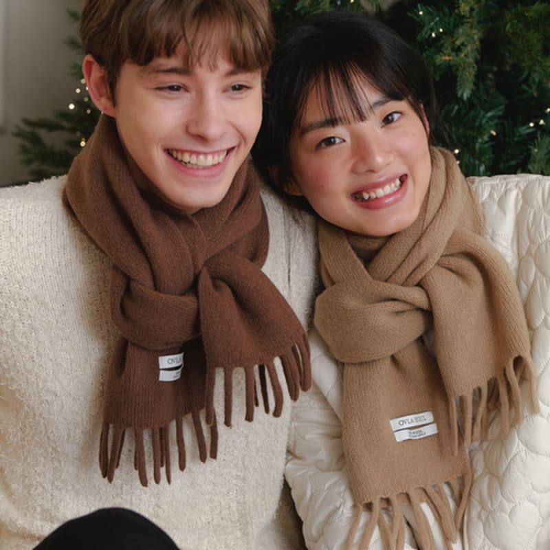 

OVLA (gift wrapping) (100% wool) fringe classic point muffler MF010 charcoal