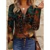 Comfortable, Trendy, Casual and Elegant Style, Colorful Painting, Texture Elements, Printed Pattern, Code, Women's Garden Collar, Zipper, Long Sleeves