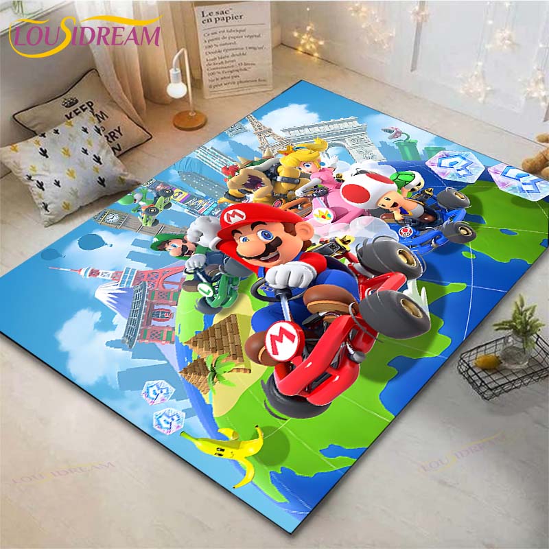 

Cartoon Mario Bros Carpets Kids Crawling Carpets Living Room Tea Table Mats Bedroom Rug Washable Floor Mats Household Area Mat 60cm x 90cm