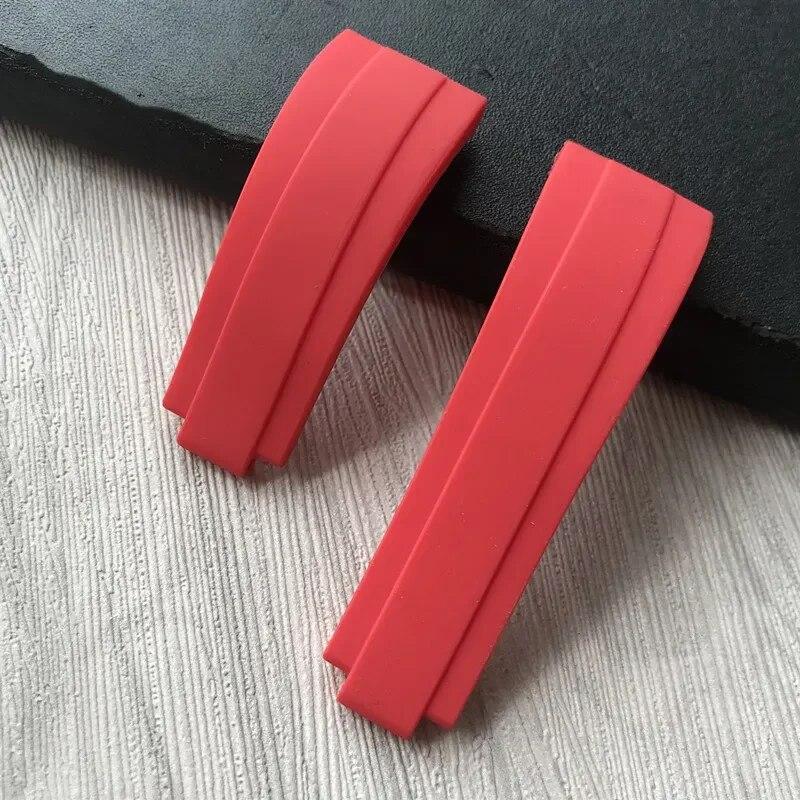 

20 мм натуральный резиновый силиконовый ремешок для часов с пряжкой ремешок для часов Daytona Submariner DEEPSEA GMT SEAMARSTER OYSTERFLEX red 20mm no clasp&with logo