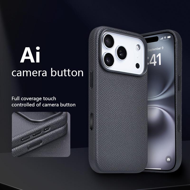 High Texture Business Sle Genuine Leather Case For IPhone 17 Pro Max 17 Air 17 Pro Skin-friendly Magnetic Charge Anti-Drop Cover