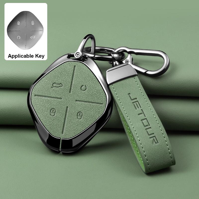 Zinc Alloy Leather Car Key Case Full Cover Shell Holder for Chery DASHING X-1 Plus DTC Jetour 2022 2023 Auto Keychain Accessori
