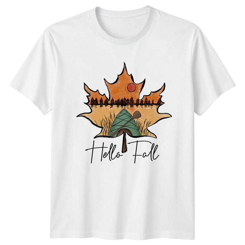 Hello Fall TShirt Kayaking Autumn Outdoors Gift For Him And Her