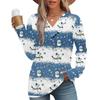 Women's Fashion Casual V-neck Pleated Christmas Long Sleeve Top
