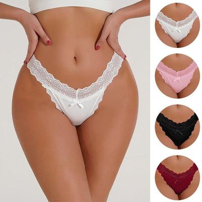 Sexy Höschen Tangas für Frauen G String Low Rise Spitze solide Unterwäsche