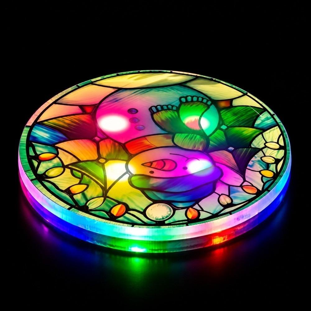 Round Shape LED Glowing Coaster Colorful Drink Pad Lightweight Christmas Acrylic Coaster  Bar Party