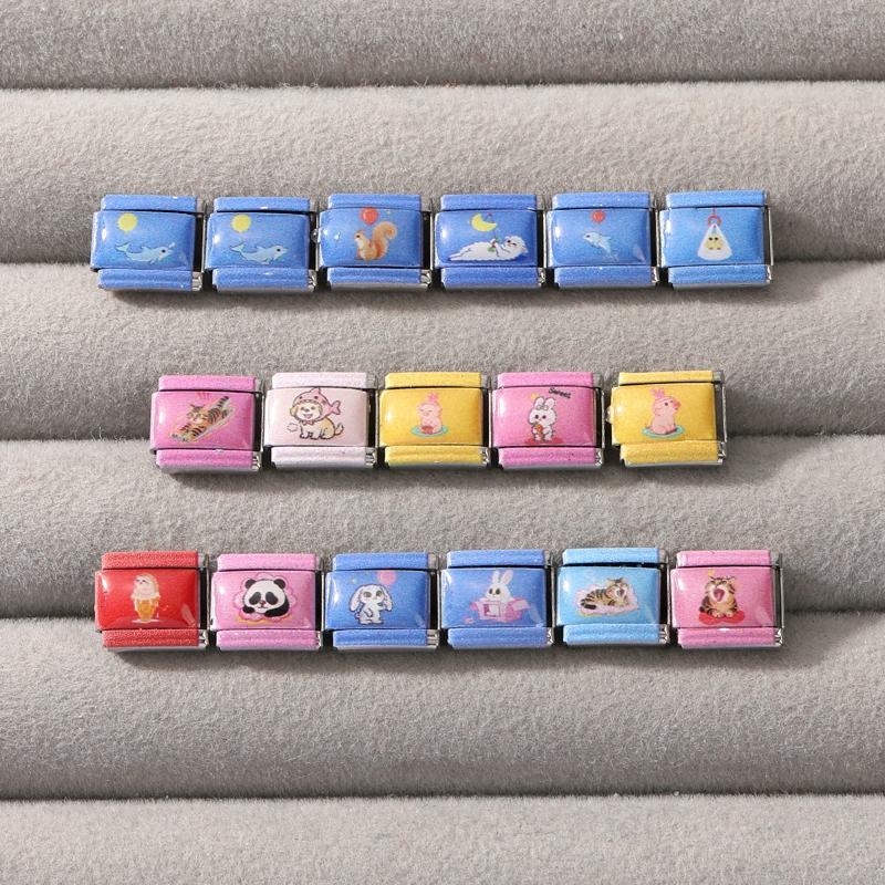 2026 New Trendy Funny Cat Rabbit Dog Dolphin Italian Charm Links Fit 9mm Stainless Steel Bracelet Women Men DIY Making Jewelry