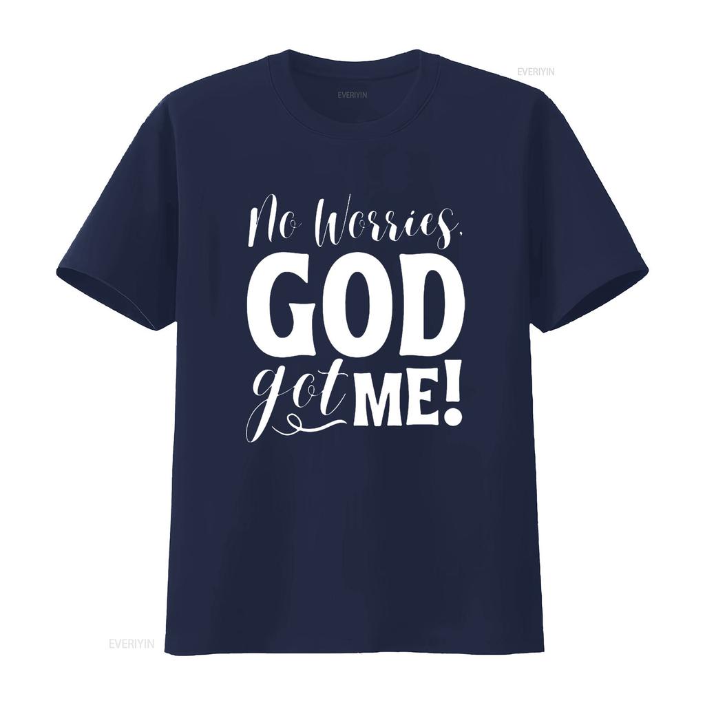 No Worries God Got Me African American Christian Quote T Shirt Vintage Washed Casual Breathable Soft Fashion Stylish Versatile