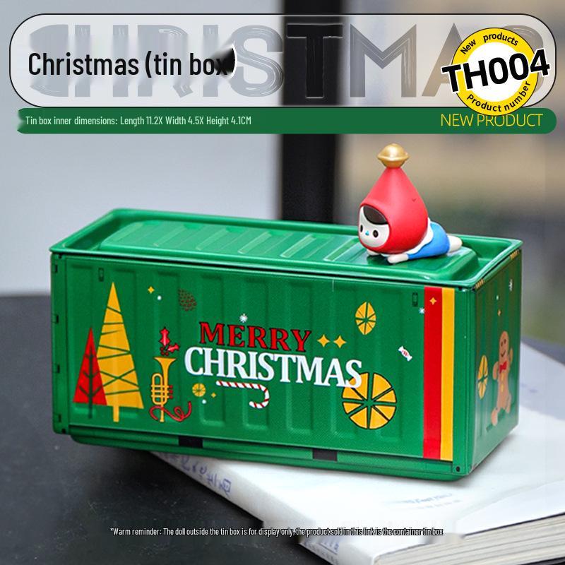 Miniature Tinplate Shipping Container Display Box for Figurines - Trendy Collectible Ornament & Storage Gift