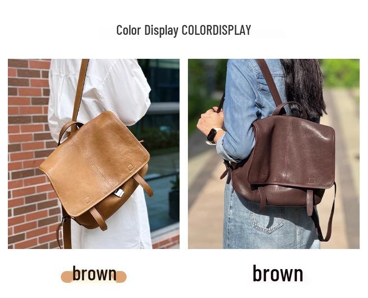 Versatile Large Capacity Vegetable-Tanned Leather Backpack for Work and Casual Use