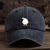 Cute duck print baseball cap with adjustable snap button, breathable fabric, outdoor casual headpiece
