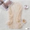 Four Seasons Lace Mesh Semi-High Neck See-Through Long Sleeve Korean-Style Blouse
