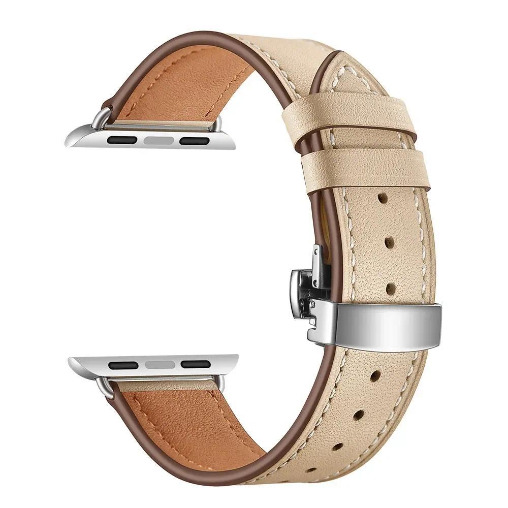 Leather wristwatch strap for Apple Watch 49mm 46mm 45mm 44mm 42mm 41mm 40mm 38mm 45mm for iWatch Series 11 10 9 8 7 6 5 4 Ultra3