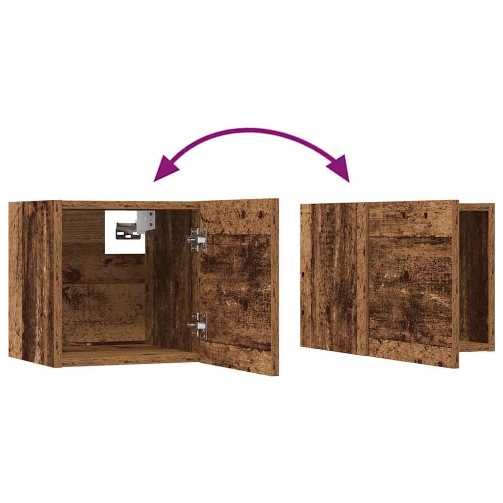 Wall Mounted TV Cabinet Set 8 pcs Reclaimed Wood Effect Particleboard