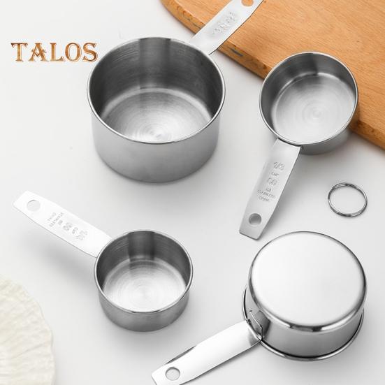 Messlöffel-Set aus Edelstahl, Doppelskala, Messbecher mit ergonomischem Griff für präzise Backmessungen, Verwendung in der Küche zu Hause und in der Bäckerei