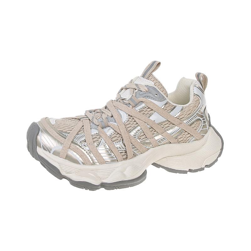 European station mesh thick-soled dad shoes women's 2025 spring new Bajia heightening breathable straps sports and leisure shoes