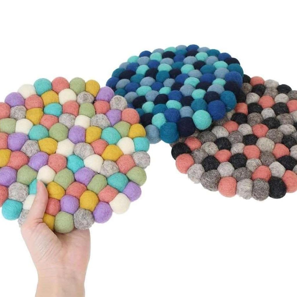 Marushin Pokopoko Round Trivet, Nepalese, Imported, Pot Holder, Coaster, Pot Mat, Nun Cloth, 0395012800