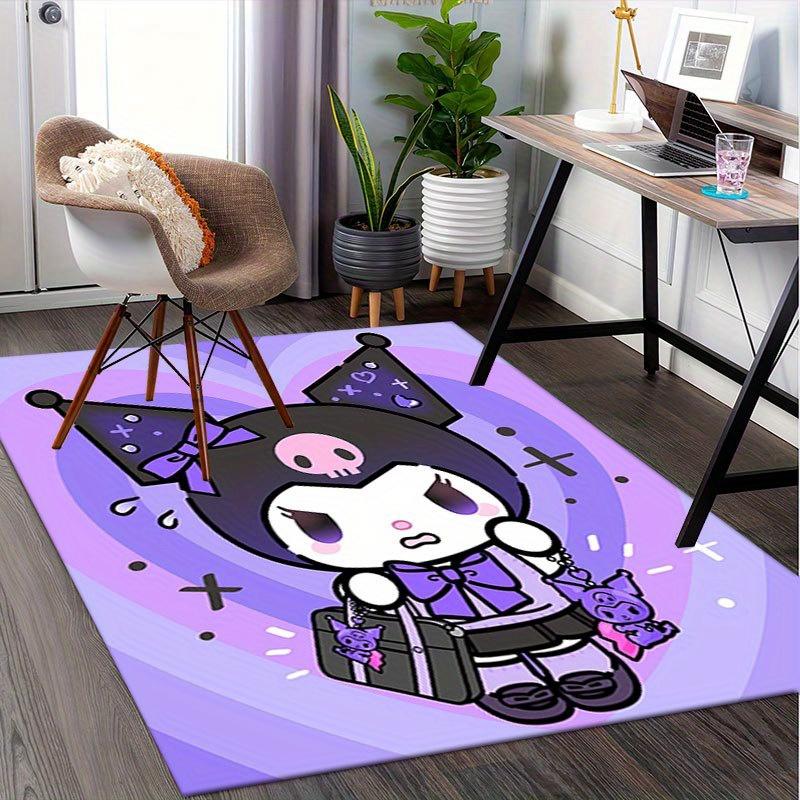 1pc Sanrio Kuromi Mermaid Printed Office Carpet Rectangle Rug Under The Table,Perfect Room Decor for Living Room, Bedroom, Kitchen, Non-slip Floor Mat
