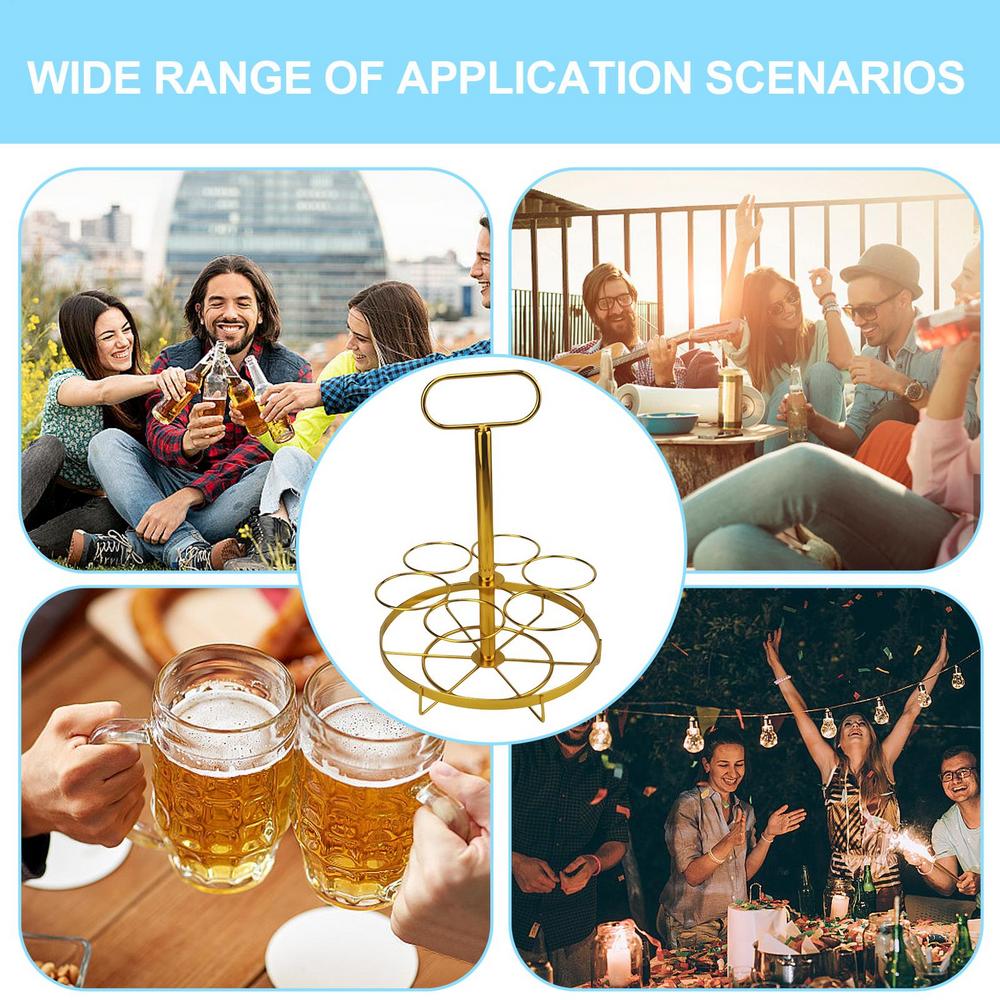 Beer Holder 6 Bottles Refrigerator Beer Rack Wine Hand Basket Drinking Display Stand For Restaurants Nightclubs Dance Parties