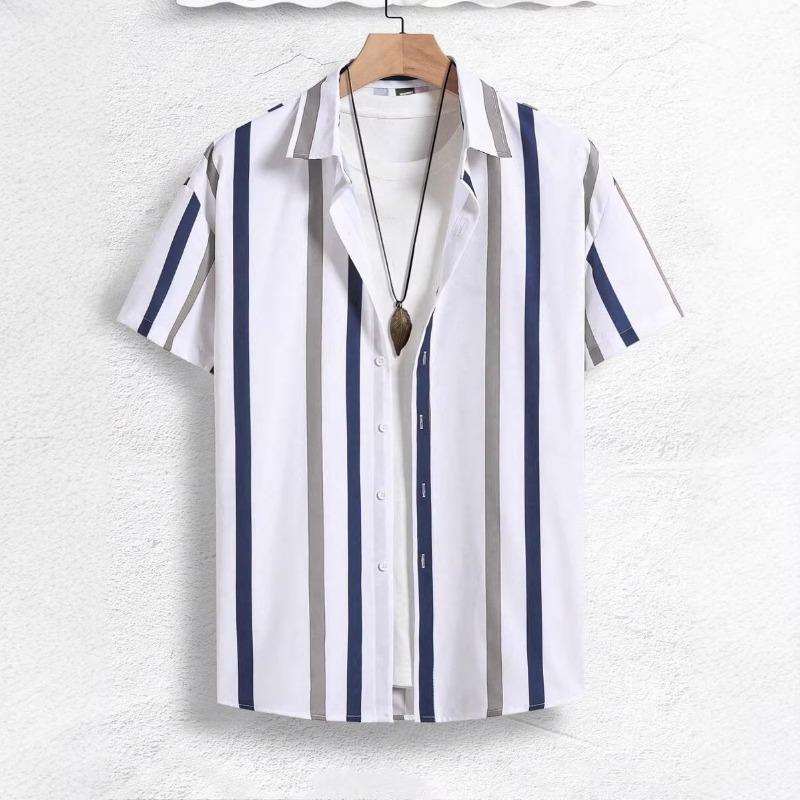 Summer New Men's Casual Beach Printed Short-sleeved Versatile Fashion Shirt