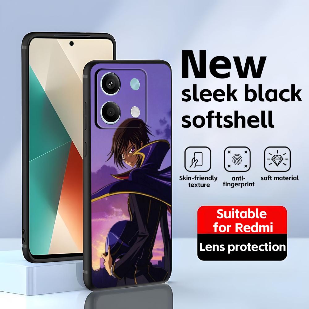 Cool Code Geass Anime  Phone Case For Redmi Note 14 13 12 11 Pro Plus S 5G 14C A3 Soft Black Phone Cover