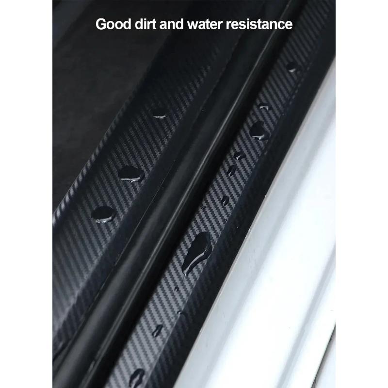 3D Carbon Fiber Car Door Sill Protector - Anti-Scratch Waterproof Matte Black Vinyl Film for Vehicle Body & Threshold Protection