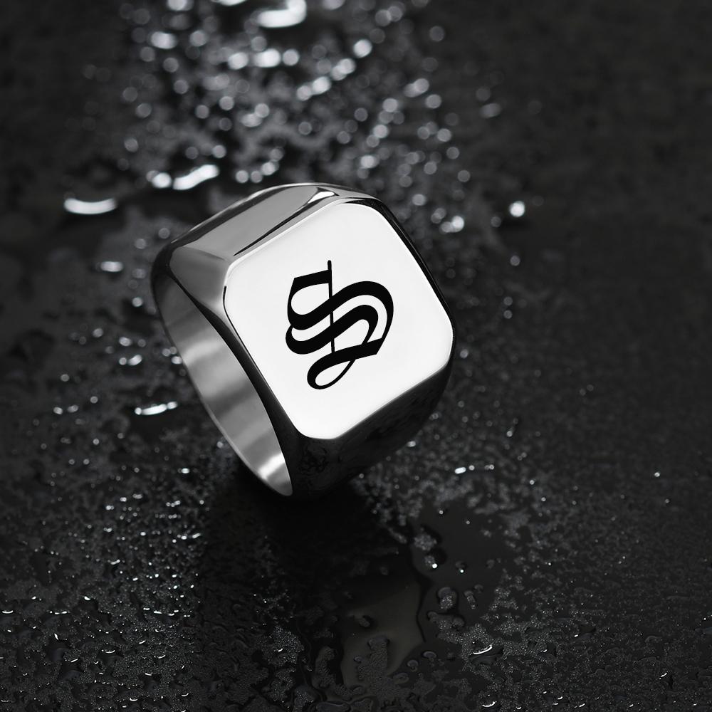 Atoztide Custom Letter Rings Engrave A To Z Alphabet Personalized Photos Finger Circle Stainless Steel Engraving Jewelry Gifts