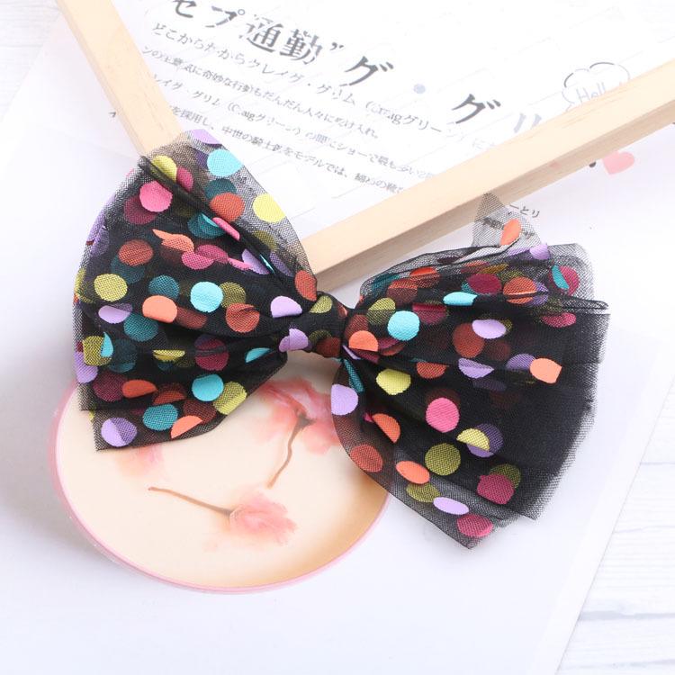 Bunte gepunktete Netzschleife Haarspange für Kinder