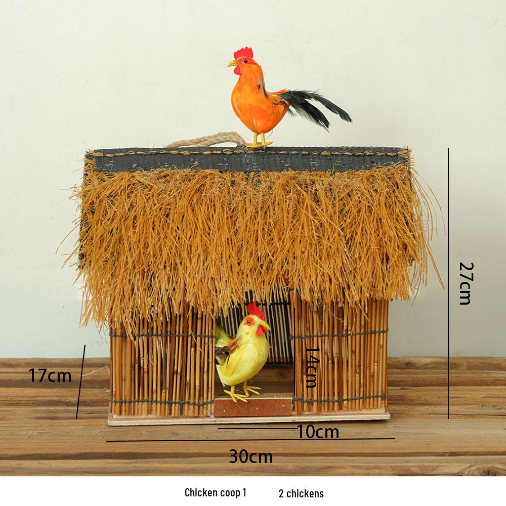 Porcelain Hen and Rooster Feather Ornament for Display and Photography Prop