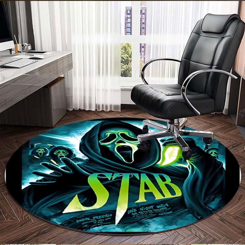 Ghostface Print Round Rug, Washable Floor Carpet, For Entryway Dorm Laundry Room Office Study, Home Decor Birthday Christmas Gift