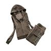 2 Pieces of Women's Outfit Fall Winter Women's Tracksuit Crystal Hoodies and Pant Sets Y2K Velvet Tracksuit