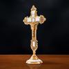Traditional Stone Studded Orthodox Holy Cross Brass Jesus Christ Statue Catholic Crucifix for Home Church and Chapel Decoration Statue