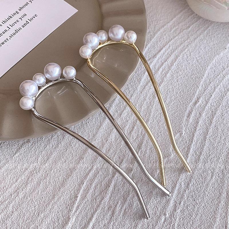 Elegant Pearl U-shaped Hairpin for Women - New Chinese Style Updo Accessory 2025