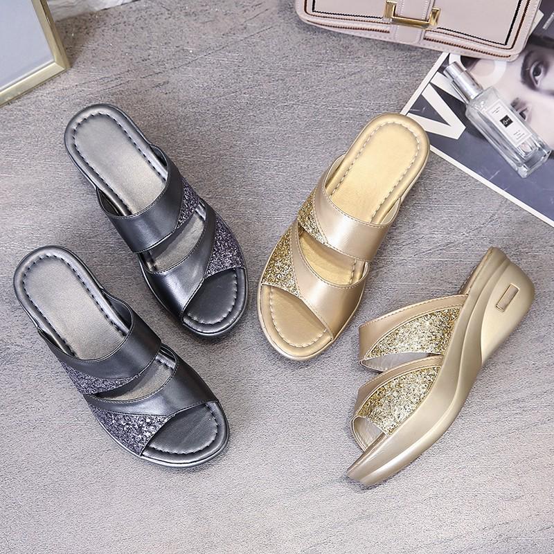 New Fashion Womens Summer Open Toe Platform Sandals Thick Sole Casual Outdoor Fish Mouth Flip Flops