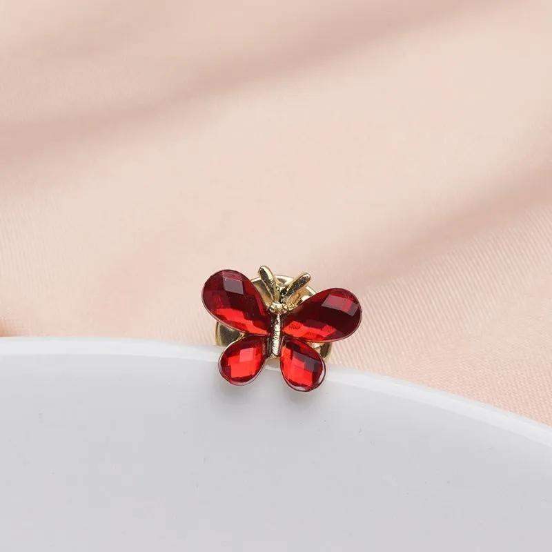 

Adorable Compact Cat s Eye Butterfly Brooch Women s Silk Scarf Pin Insect Brooch красный