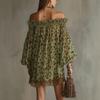 Women's Off-Shoulder Polka Dot Chiffon Puff Sleeve Dress