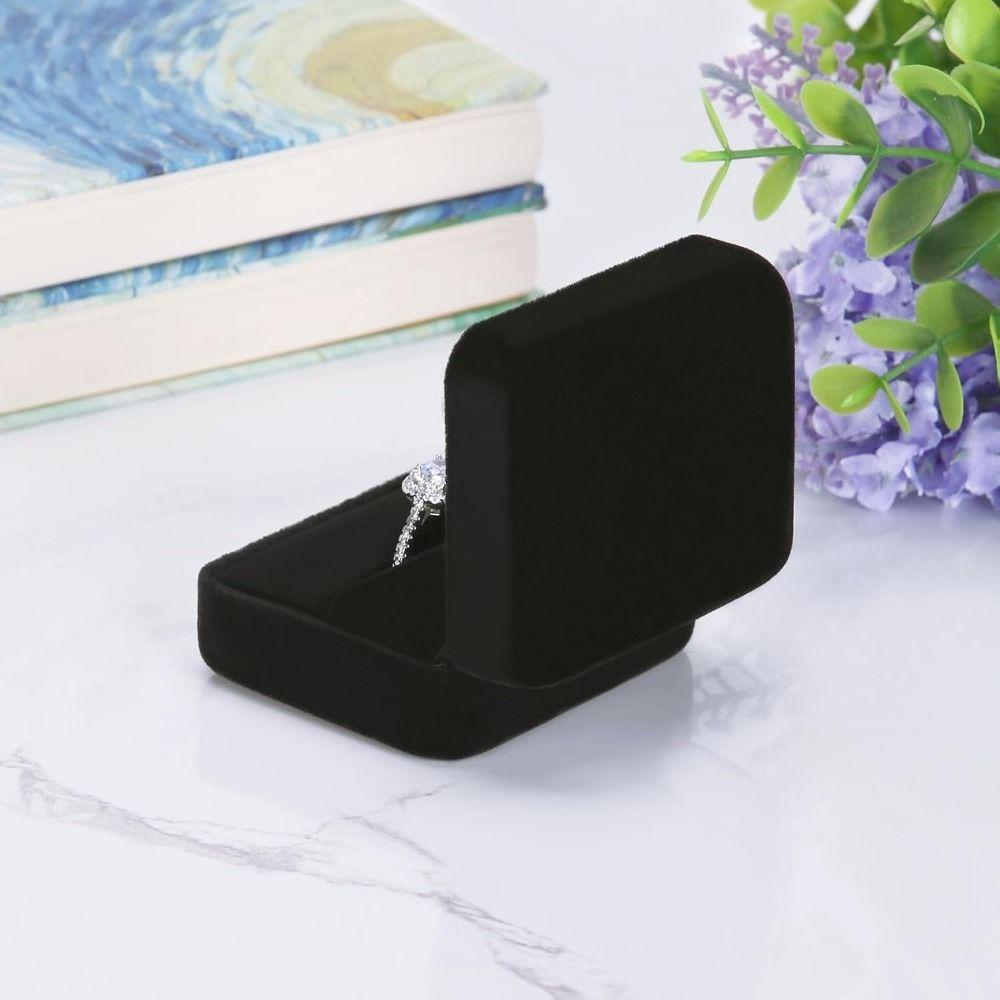 Solid Color LED Ring Jewelry Box Velvet LED Light Ring Display Case  Birthday Gift