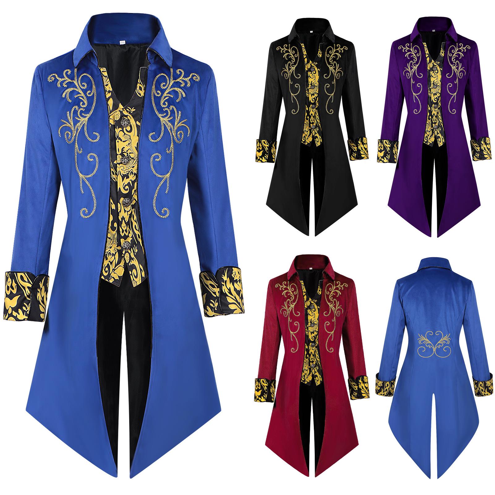 

Medieval-Inspired Men s Mid-Length Punk Swallowtail Coat L