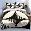 3Pcs Black and White Abstract Circles Bedding Set, Modern Geometric Print Duvet Cover + 2 Pillowcases, Minimalist Decor