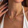Salircon Stylish Shiny Zircon Doublelayer Staniless Steel Pendant Necklace Waterproof 18k Gold Plated Choker Fashion Jewelry New