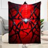 Black Spider On Red Background Flannel Blanket-Soft and Suitable for Sofas,Beds,Offices,Travel,All Seasons,Great Gift for Holidays and Birthdays.