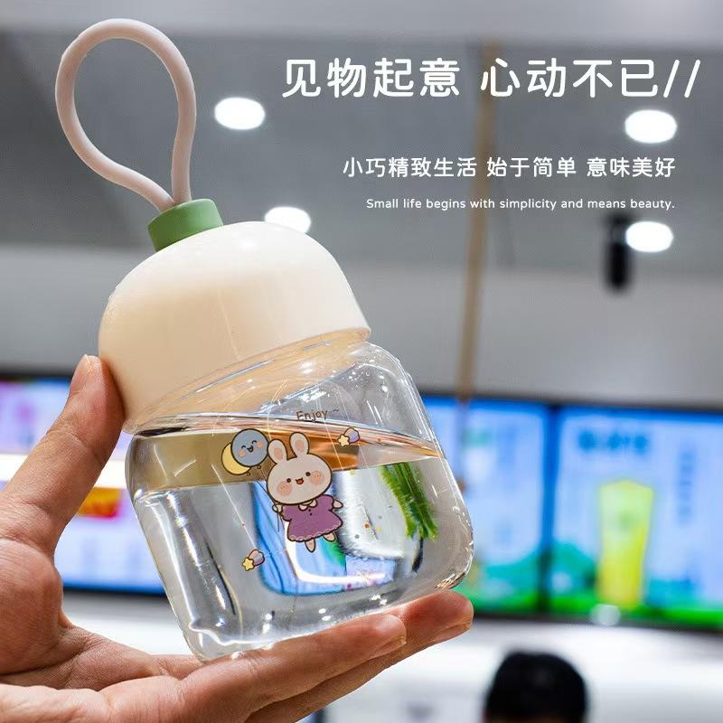 Water bottle high value portable portable plastic cup cartoon children's water cup cute mini lifting rope fat cup gift