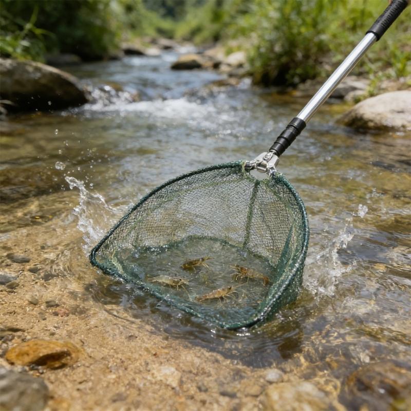 Light Weight Aluminum Collapsible Scoops Net Fishing Landing Net With Strong Nylons Webbing For Outdoor Use