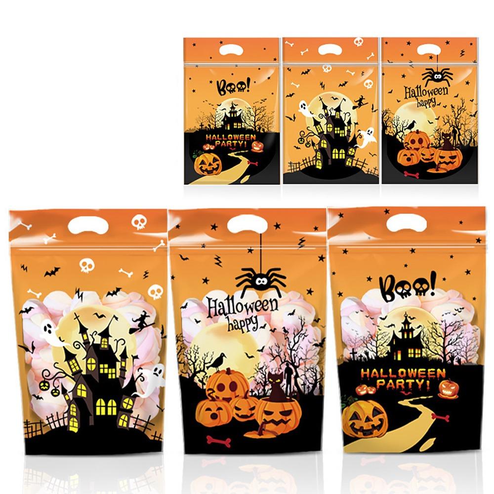 Composite Film Halloween Treat Bags Resealable Zipper Resealable Food Bags Cookie Packaging