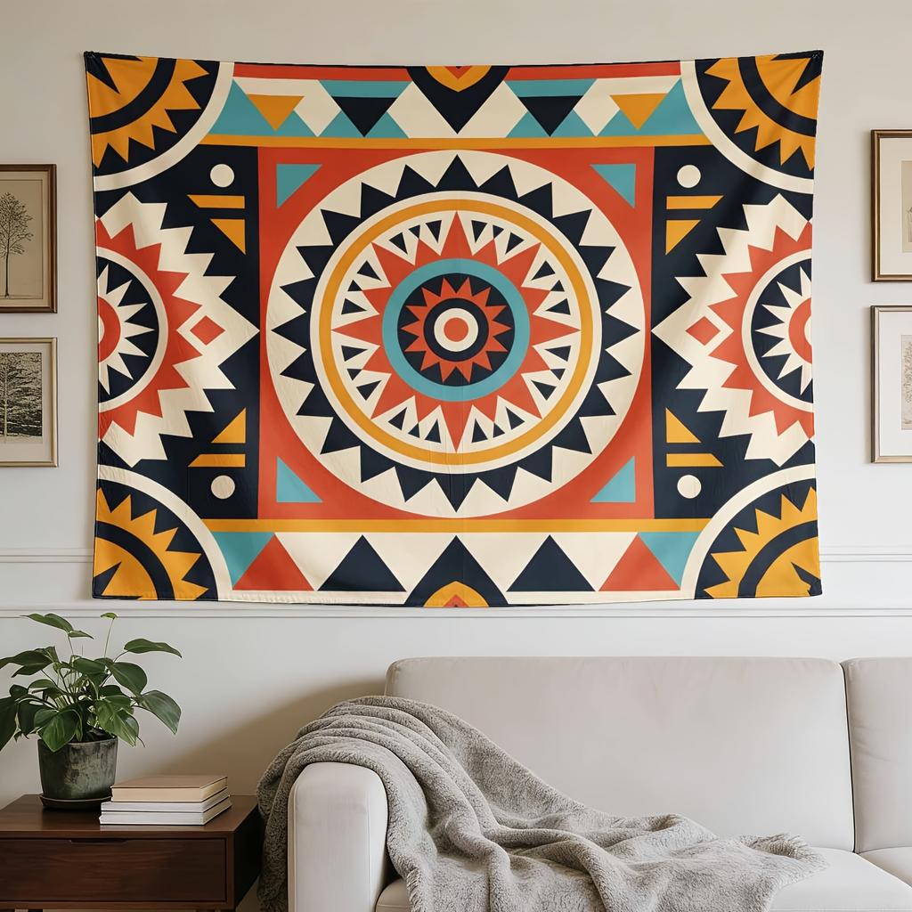 A Stylish Tapestry, Geometric Tribal Motif,perfect for Sprucing up Wall Decor in Homes, Dorms and Bedrooms.