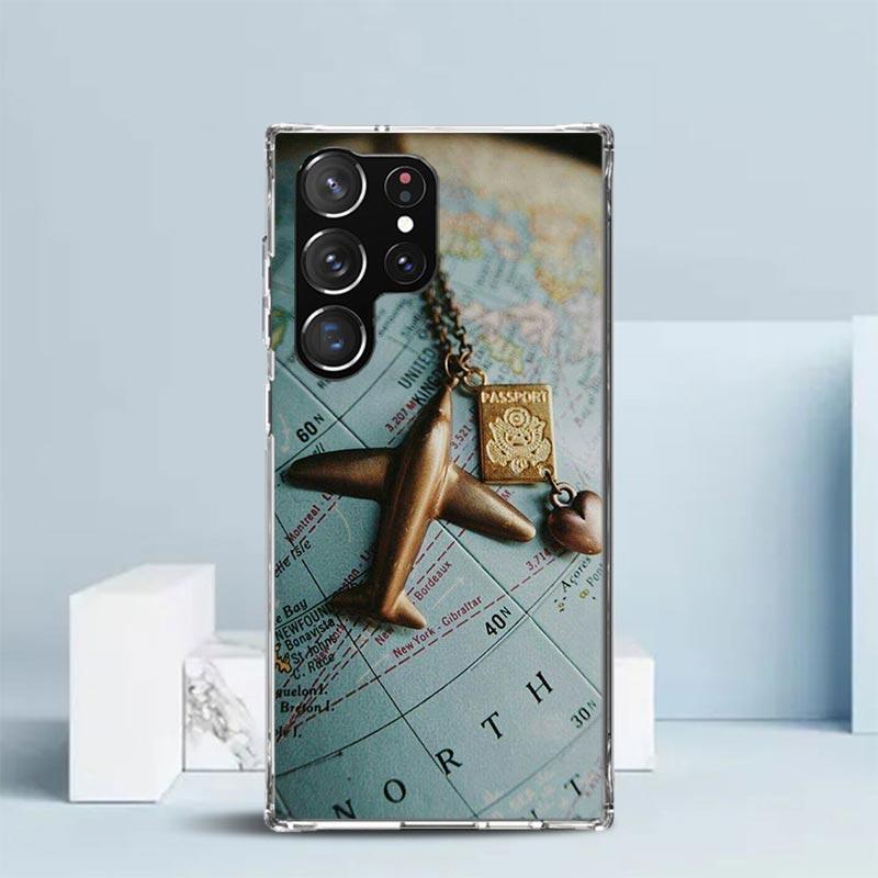 World Map Travel Plans Phone Case For Samsung Galaxy S24 S25 Edge S26 Ultra S22 S23 Plus S21 + S20 FE Soft TPU Back Cover Galaxy