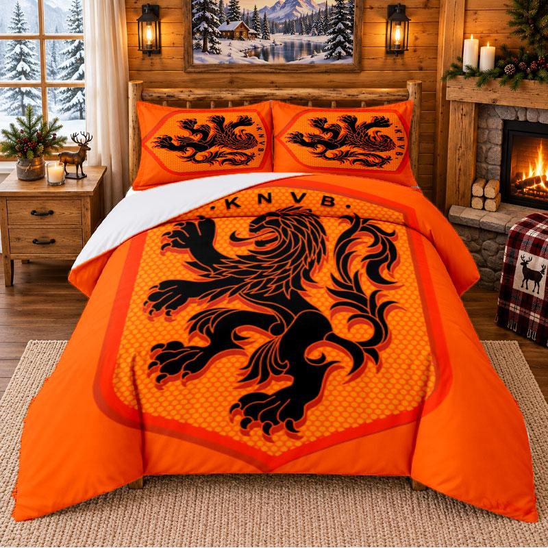 Netherlands National Team Pattern Bedding 3Pcs Set Bed Sheet And Pillowcases For Indoor Bedroom